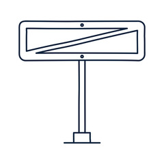 Fototapeta premium crossed out rectangle road sign. Vector icon in doodle cartoon style with outline.