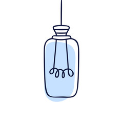 Hand drawn vector geometric loft lamps. Edison lamps and modern sketch. Vintage light bulbs doodle art hanging free hand line style vector