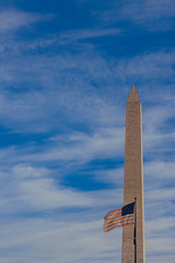 Washington Monument with Flag