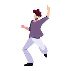 young man in pose of dancing on white background