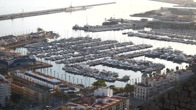 Views of luxury yachts on the Spanish marina