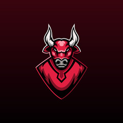 red bull mascot logo for team gaming , angry bull logo mascot