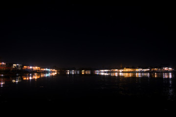Fototapeta na wymiar Nightscape of Dal Lake, Srinagar, India