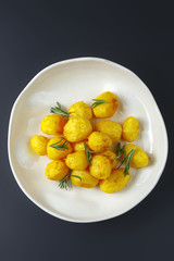 Dishes of traditional Russian cuisine. Restaurant serving. Black background.