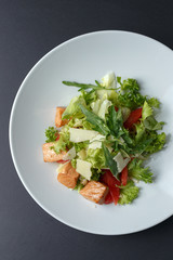 Dishes of traditional Russian cuisine. Restaurant serving. Black background.