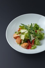 Dishes of traditional Russian cuisine. Restaurant serving. Black background.