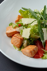 Dishes of traditional Russian cuisine. Restaurant serving. Black background.