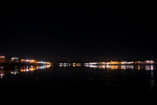 Nightscape of Dal Lake, Srinagar, India