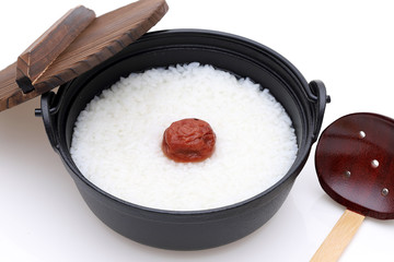 お粥　梅干