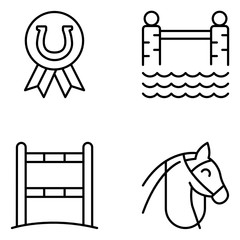 Equestrian Vector Line Icon Set