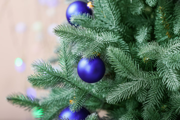 Beautiful decorated Christmas tree, closeup