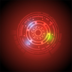 hight tech circle abstract technology red background, vector illustration