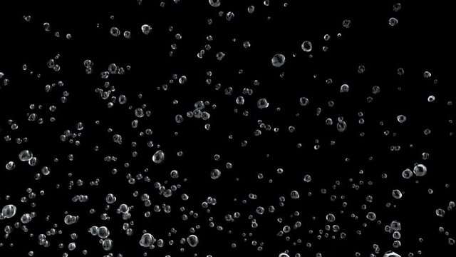 Front View of Bubbles Raising on Black Background in Slow Motion