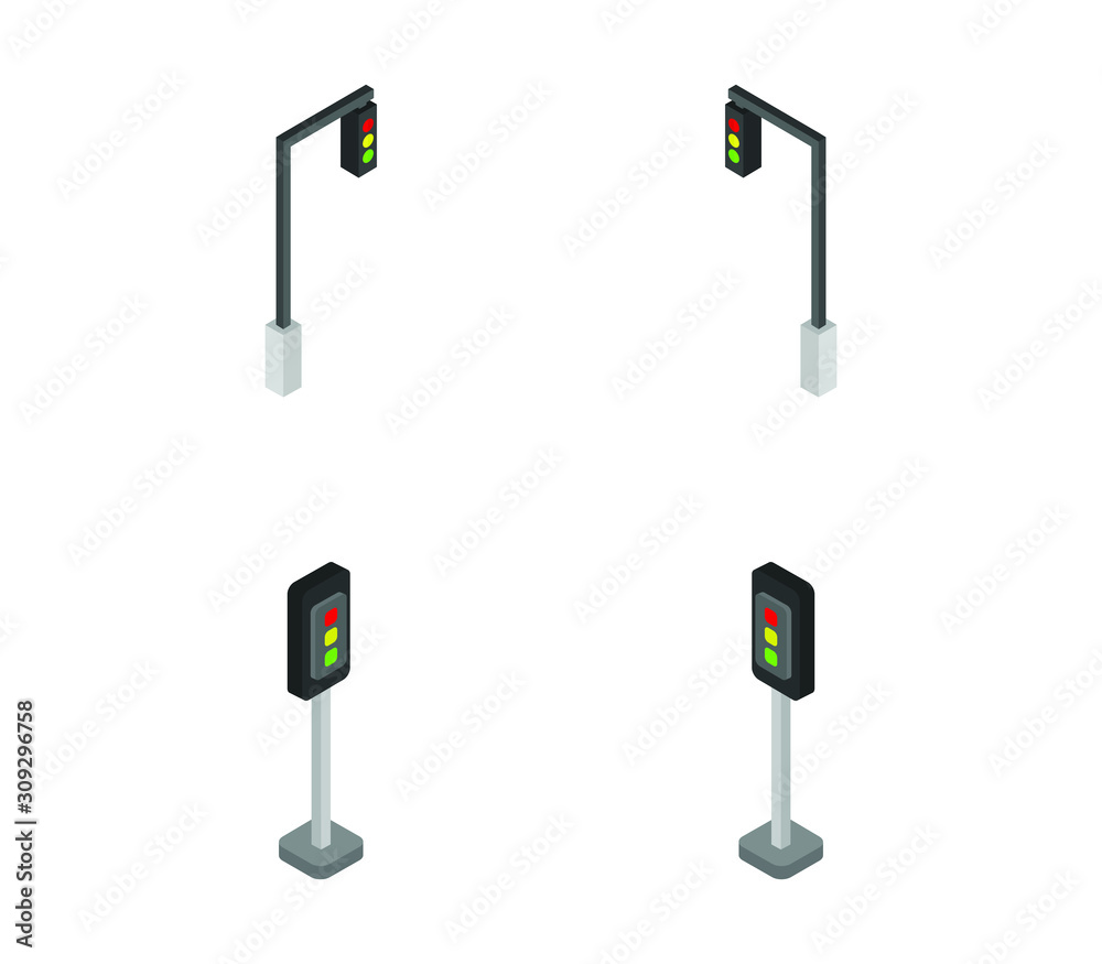 Sticker isometric traffic light