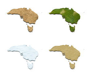 3D Australia Map Earth Dry Snow Grass Terrain