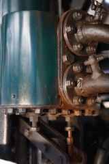 Fototapeta na wymiar Bangkok,Thailand-December 5, 2019: Cylinder and piston on a steam locomotive made in Japan