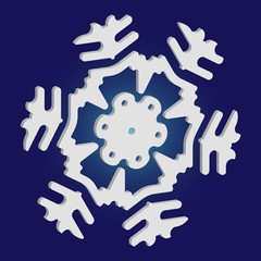 Simple, beautiful snowflake on blue background.