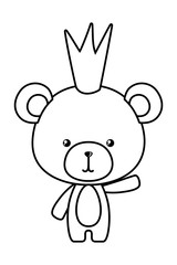 Cute bear cartoon with crown vector design