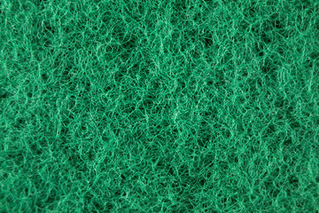 Green sponge made of fibrous material. Texture, background. In Increase
