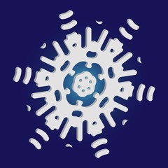 Simple, beautiful snowflake on blue background.