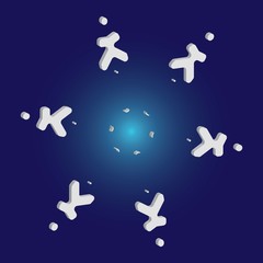 Obraz premium Isolated falling snowflake on blue background.