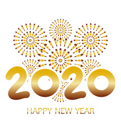 2020 Happy New Year Greeting Card with Gold Fireworks - 309298952