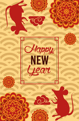 chinese new year rat poster with rats