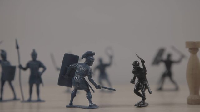 Toy soldiers, roman legionary. Retro vintage.  Soviet Union toys, plastic figures