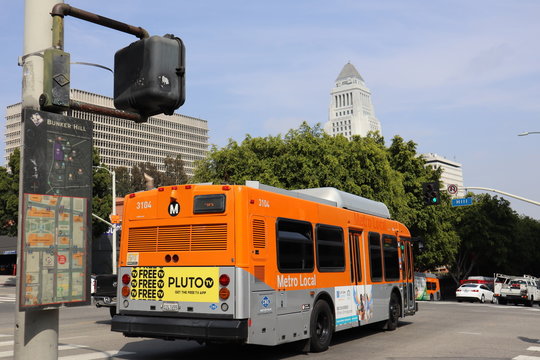 LOS ANGELES, California - September, 2018: LA Metro Bus Transit, Public Transport Of Los Angeles County