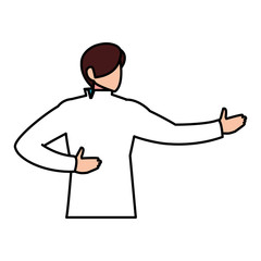 man in pose of dancing, party, on white background