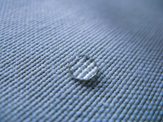 One water drop on wool knitting