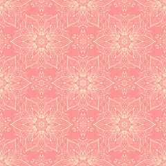 Fototapeta premium Tracery vintage vector seamless pattern. Romantic pastel background