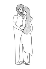 Couple of woman and man drawing vector design