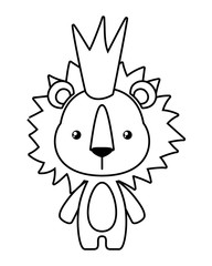 Cute lion with crown vector design