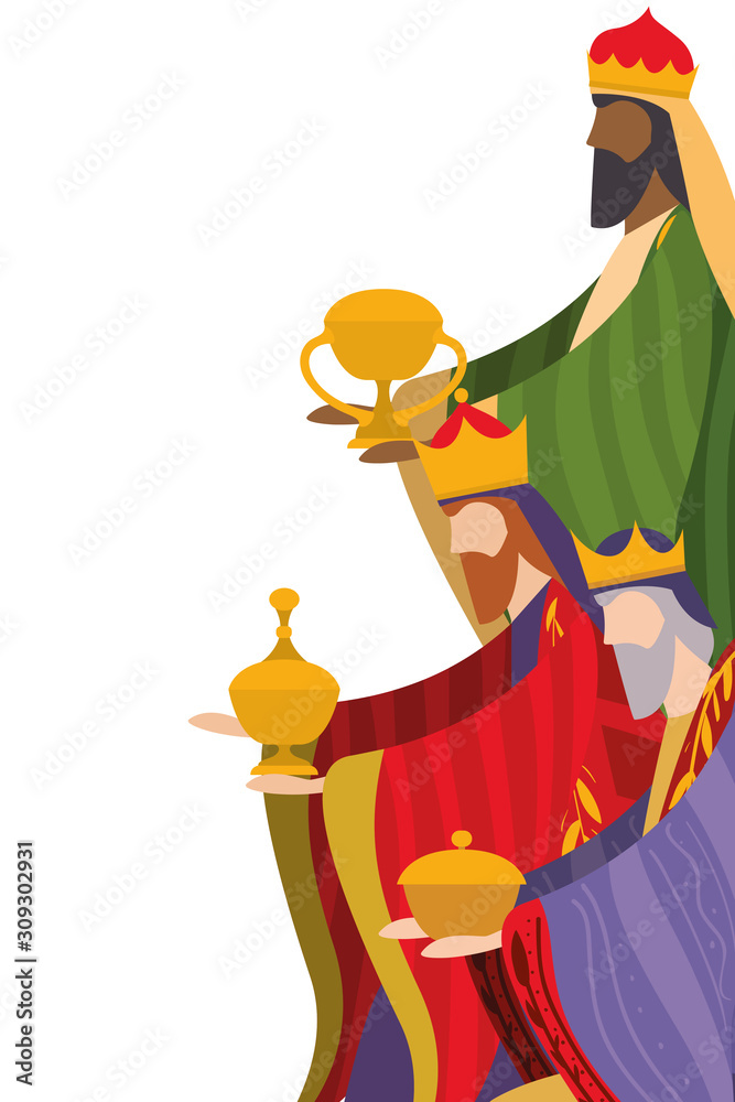 Sticker three wise men of happy epiphany day vector design