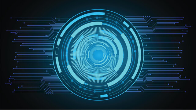 Blue eye cyber circuit future technology concept background