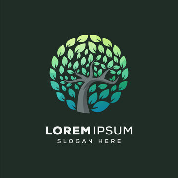 circle tree  nature logo vector template