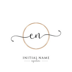 Initial Letter EN Signature Handwriting and Elegant Logo Design Vector