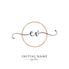 Initial Letter EV Signature Handwriting and Elegant Logo Design Vector