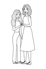 Isolated women cartoon drawing vector design