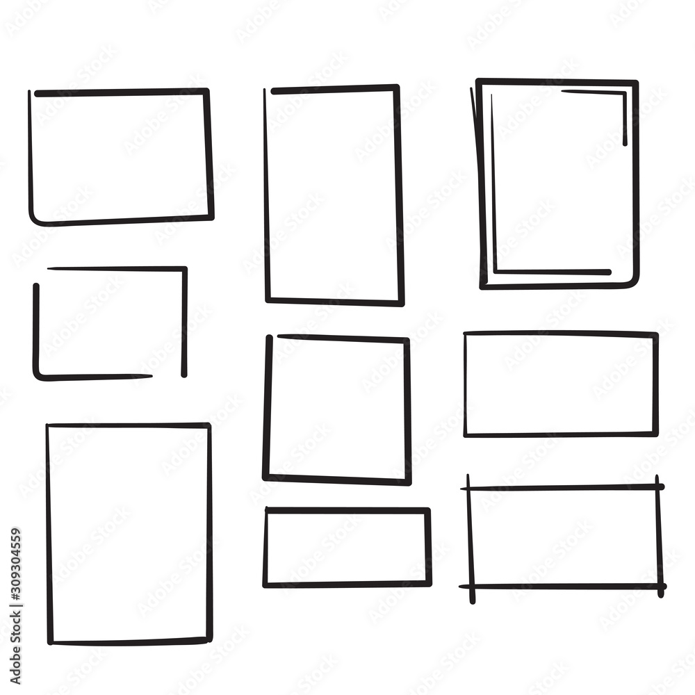 Wall mural set of doodle boxes illustration with hand drawn style vector isolated