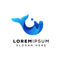 Dolphin wave or water  logo concept vector template