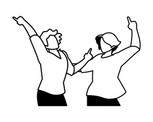 scene of men in dance pose, party, dance club