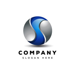 letter s 3d globe logo design ready to use