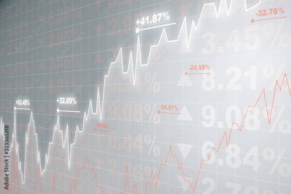Poster bright financial chart background, trading concept. 3d rendering