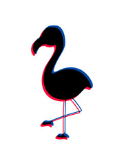 3D Silhouette Flamingo comic cartoon