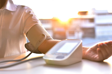 Blood pressure measuring with the morning sunrise .blood pressure is regulated by baroreceptors. High blood pressure is a major risk factor for heart attack, heart failure, stroke and kidney disease.