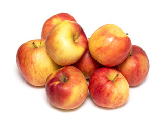 Fototapeta na wymiar Ripe red-yellow apple on a white background.