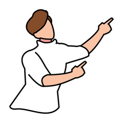 man in pose of dancing, party, on white background