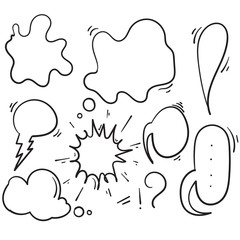 Set of hand drawn speech bubbles with Halftone shadows. Vector illustration.isolated background